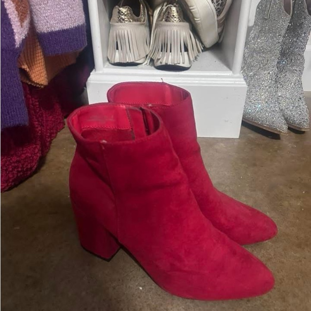Red Suede Ankle Boots